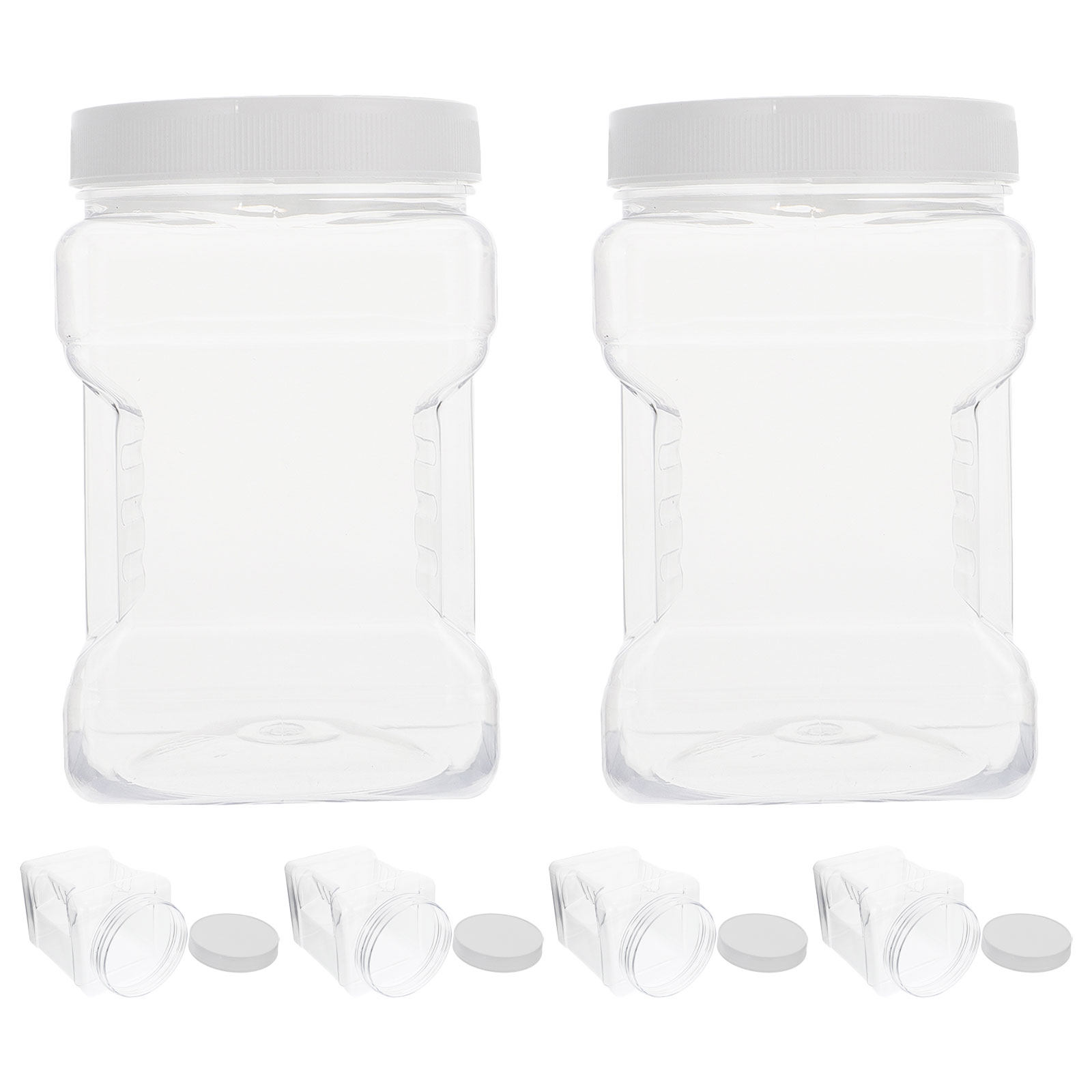 Food Storage Jars Plastic - 6Pcs Transparent Square Canisters Plastic Storage