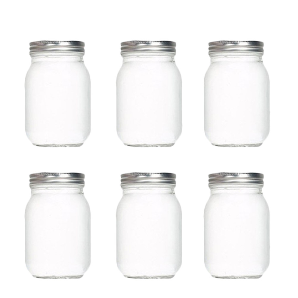 Food Storage Jars Plastic - 6Pcs Transparent Round Glass Jars with