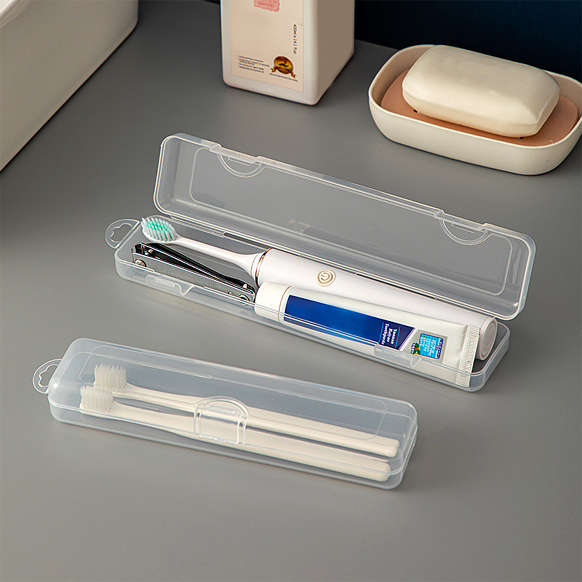 Food Storage Jars Plastic - WORTHBUY Toothbrush Box Transparent Organizer Case