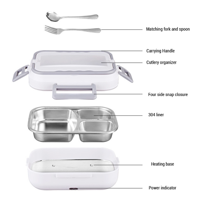 Portable Food Warmer - 1.5L Electric Lunch Box 304 Stainless