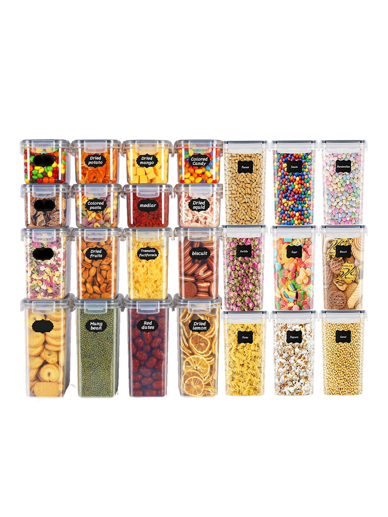 Food Storage Jars Plastic - 48pcs, Sealed Food Storage Containers with