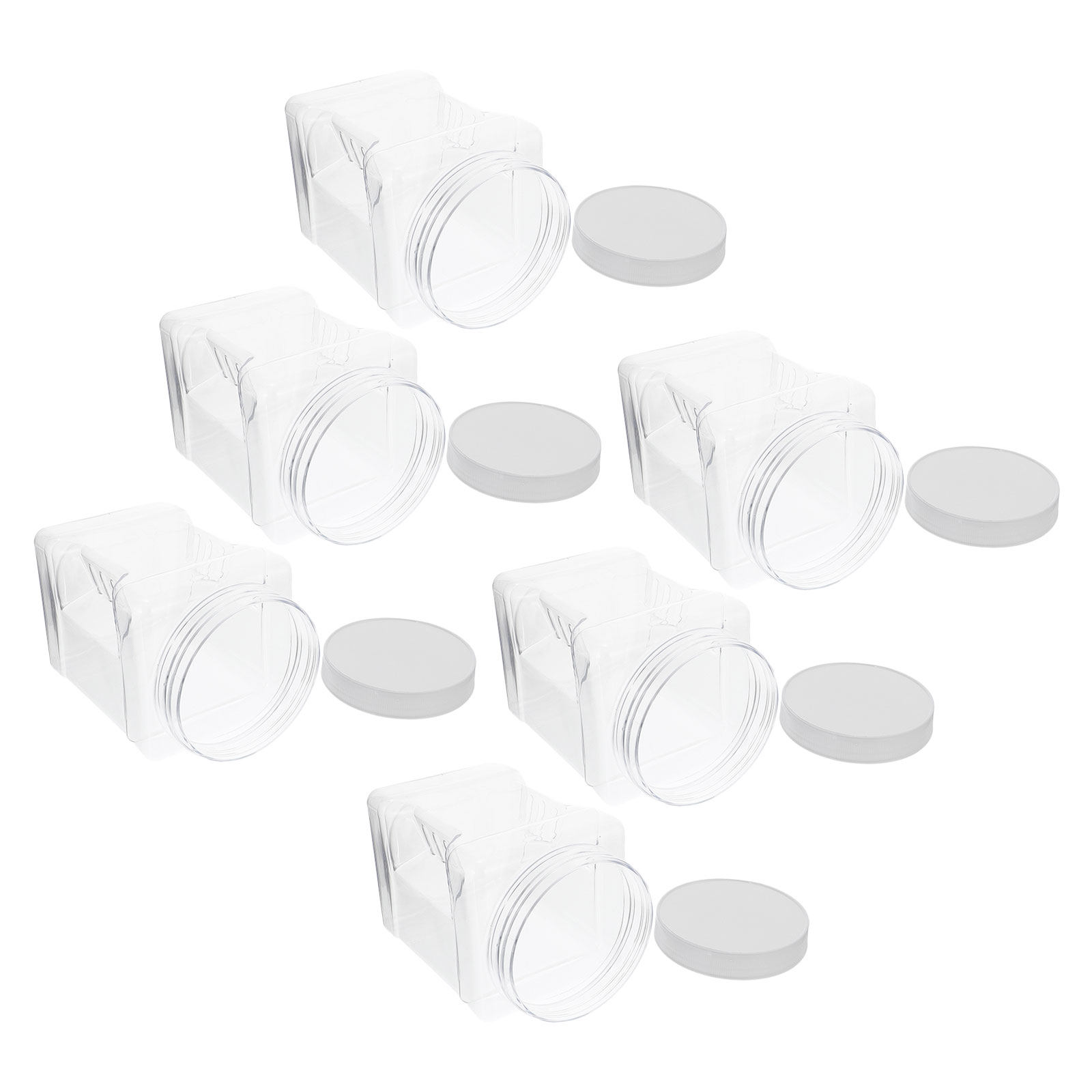 6Pcs Transparent Square Canist - Food Storage Jars Plastic recension och pris