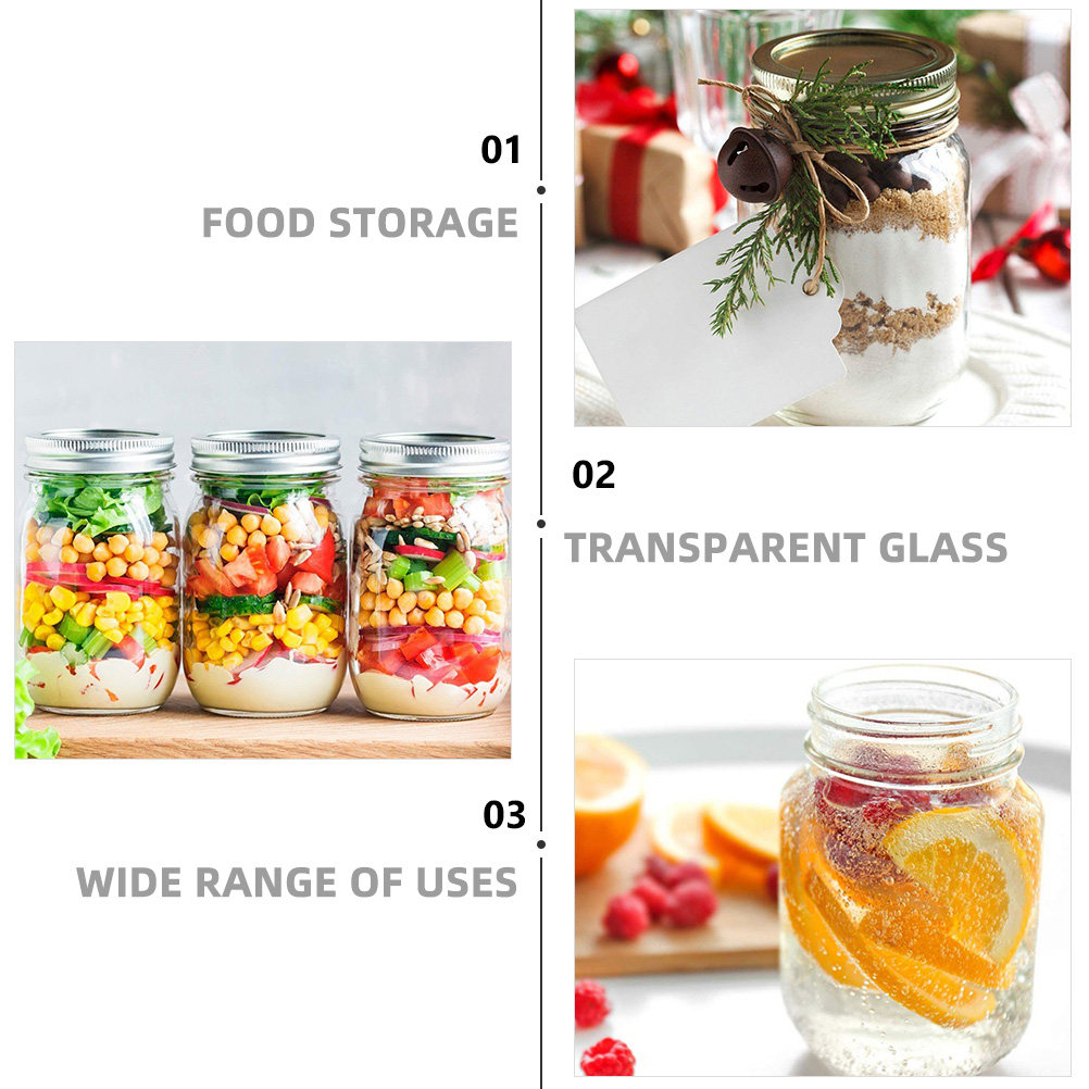 6Pcs Transparent Round Glass J - Food Storage Jars Plastic recension och pris