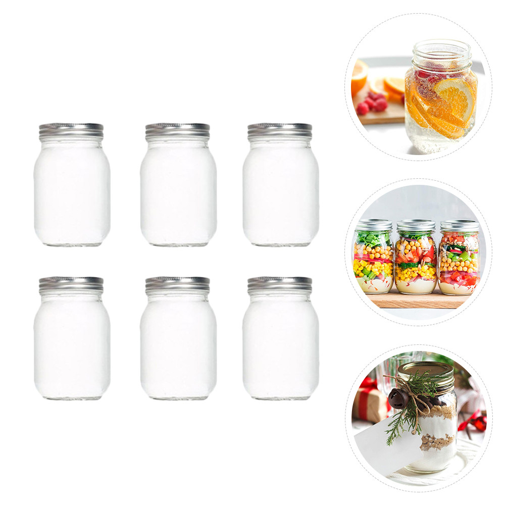 6Pcs Transparent Round Glass J - Food Storage Jars Plastic recension och pris