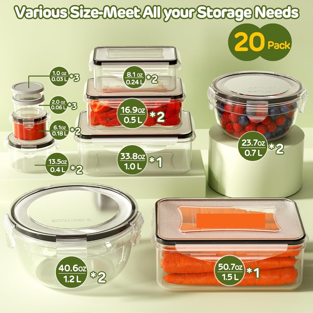 40-Piece Food Storage Containe - Food Storage Acrylic Containers recension och pris